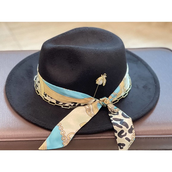 Customized Fedora with Removable Chain and Silk Ribbon